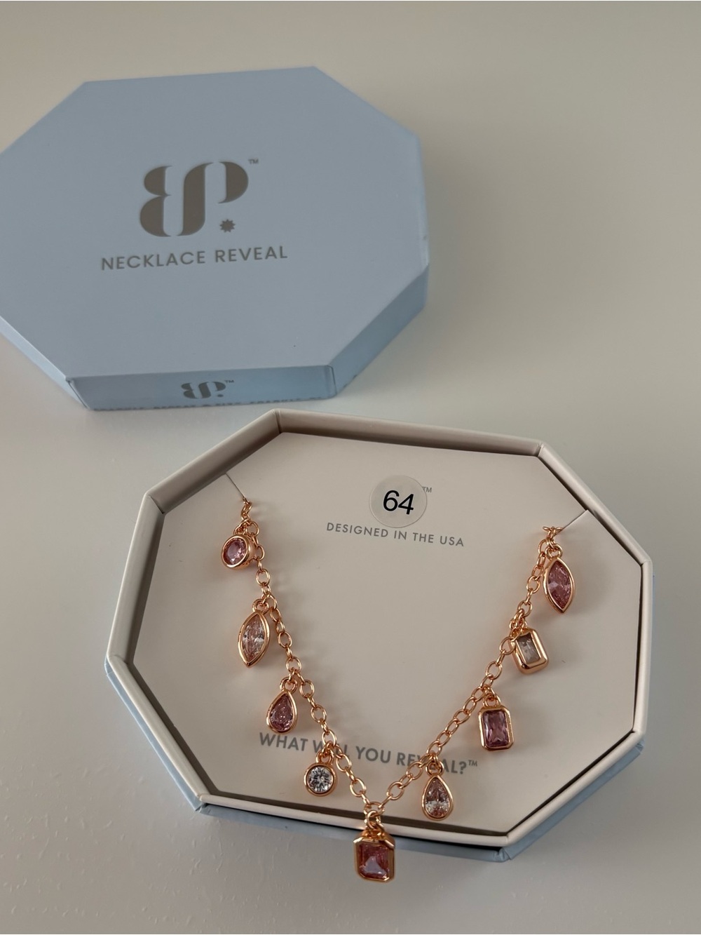 Bomb Party Dazzling Green Goddess Necklace NK93663 Rose Quartz CZ Rose Gold